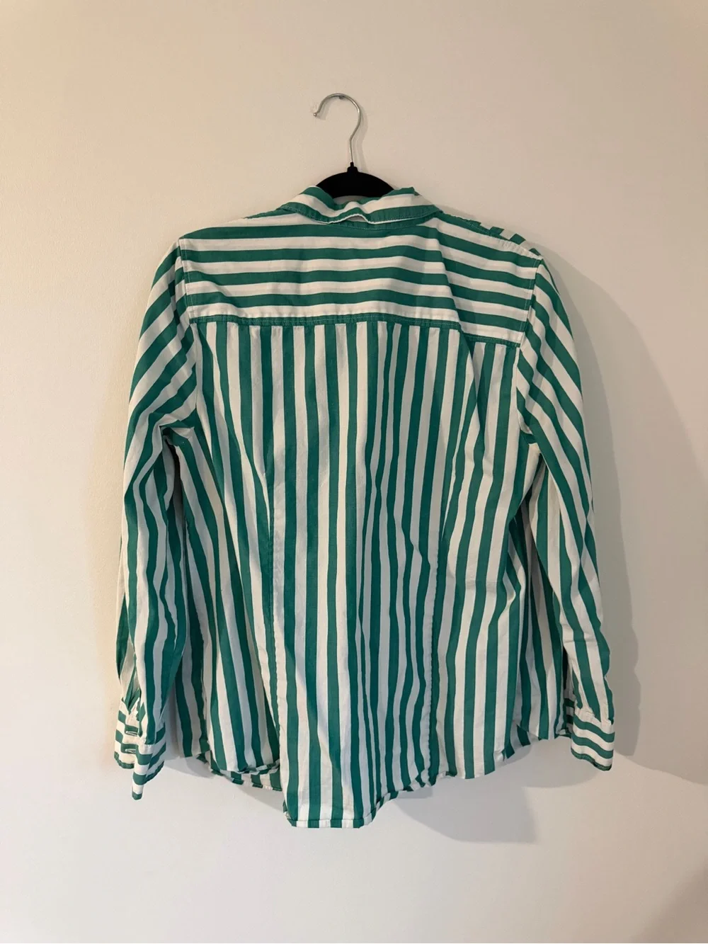 Green & White Striped Button-Up Shirt